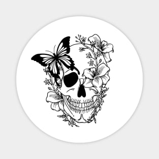 Skull with butterflies and lilies Magnet